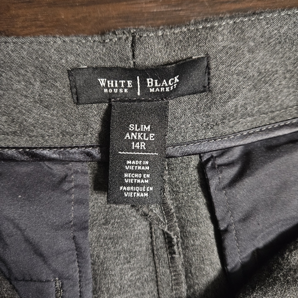 White House Black Market Gray Slim Ankle Pants Size 14 - Picture 6 of 10